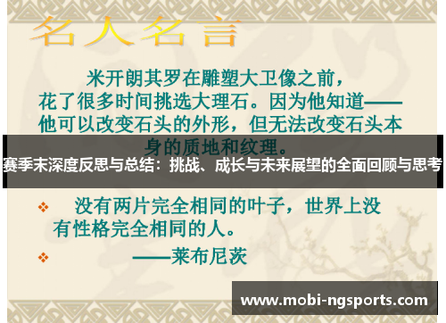赛季末深度反思与总结：挑战、成长与未来展望的全面回顾与思考
